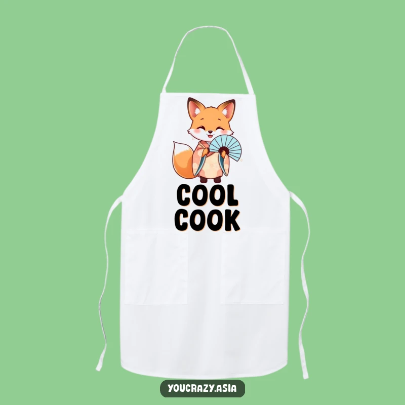 Funny Fox Kimono Fan Apron - Elegant Kitchen Gift