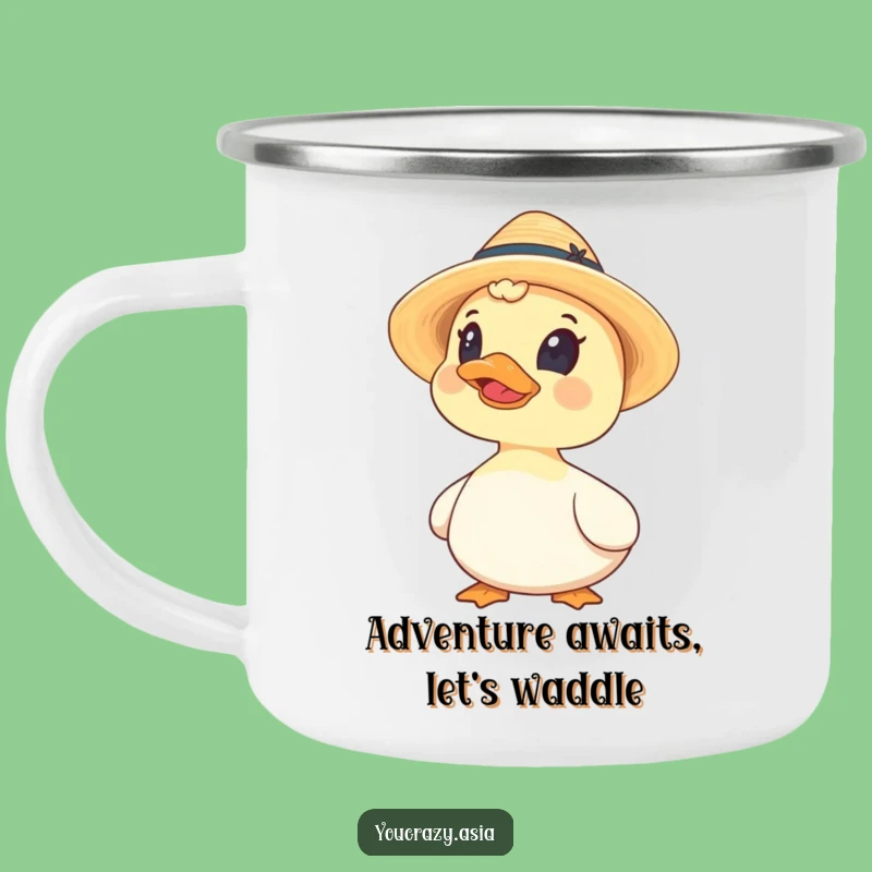 Funny Duck Straw Hat Camping Mug: Adventure & Humor for Outdoors!