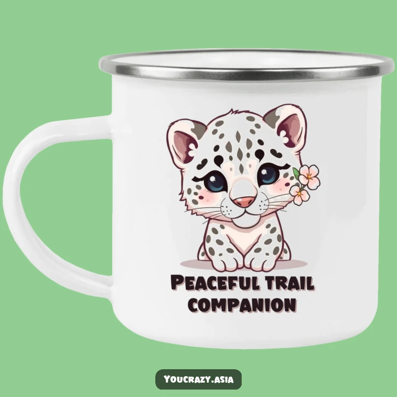 Funny Shy Snow Leopard Camping Mug: Gentle Explorer Friend, Outdoor Humor, Hilarious Funny Gift
