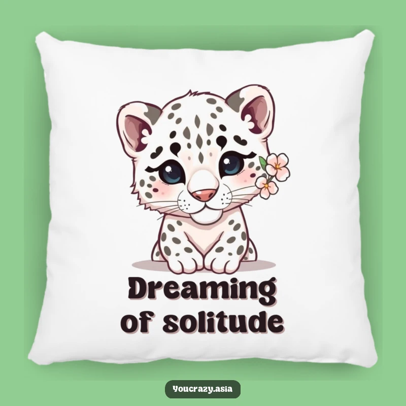 Funny Shy Snow Leopard Pillow: Soft Flower Leopard Cushion, Cozy and Funny Gift