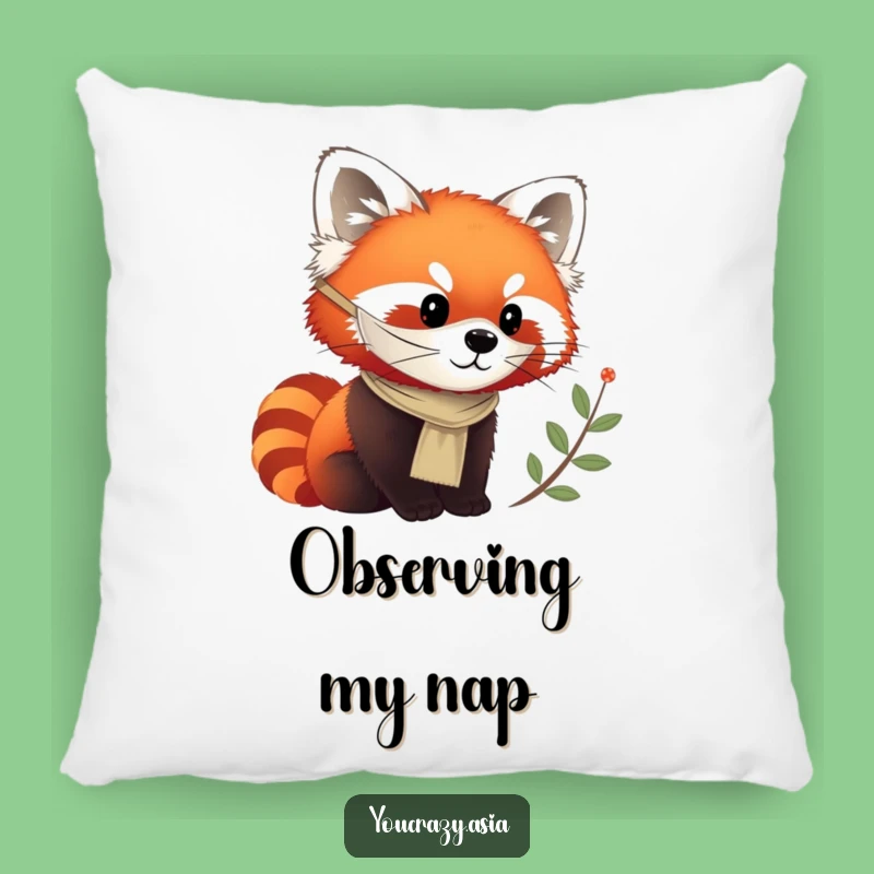 Funny Red Panda Mask Pillow - Cozy Observer Accent Pillow Gift