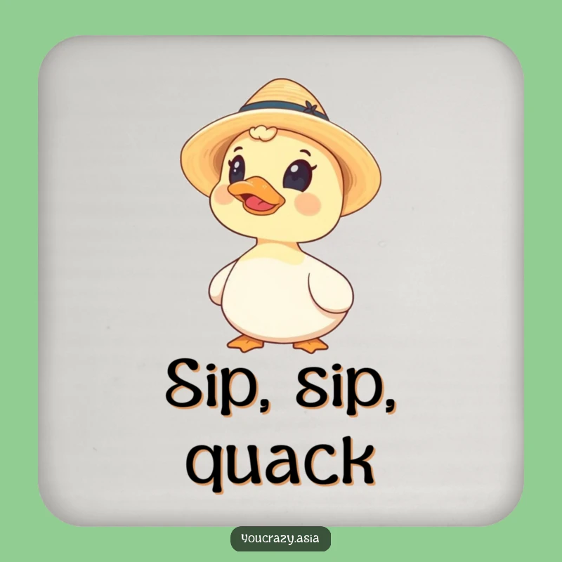 Funny Duck Straw Hat Coaster: Protect Surfaces with Cute Humor Gift!