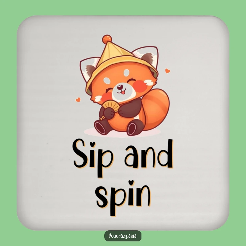 Funny Red Panda Hat Coasters - Protect Surfaces with Playful Art
