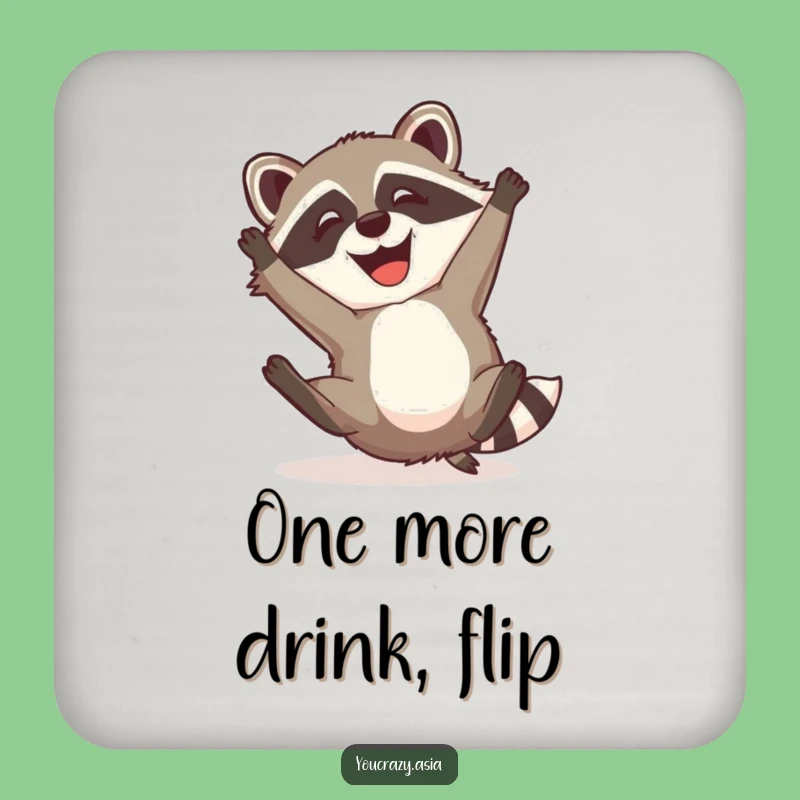 Funny Raccoon Dog Coasters - Protect Surfaces with Tumbling Art