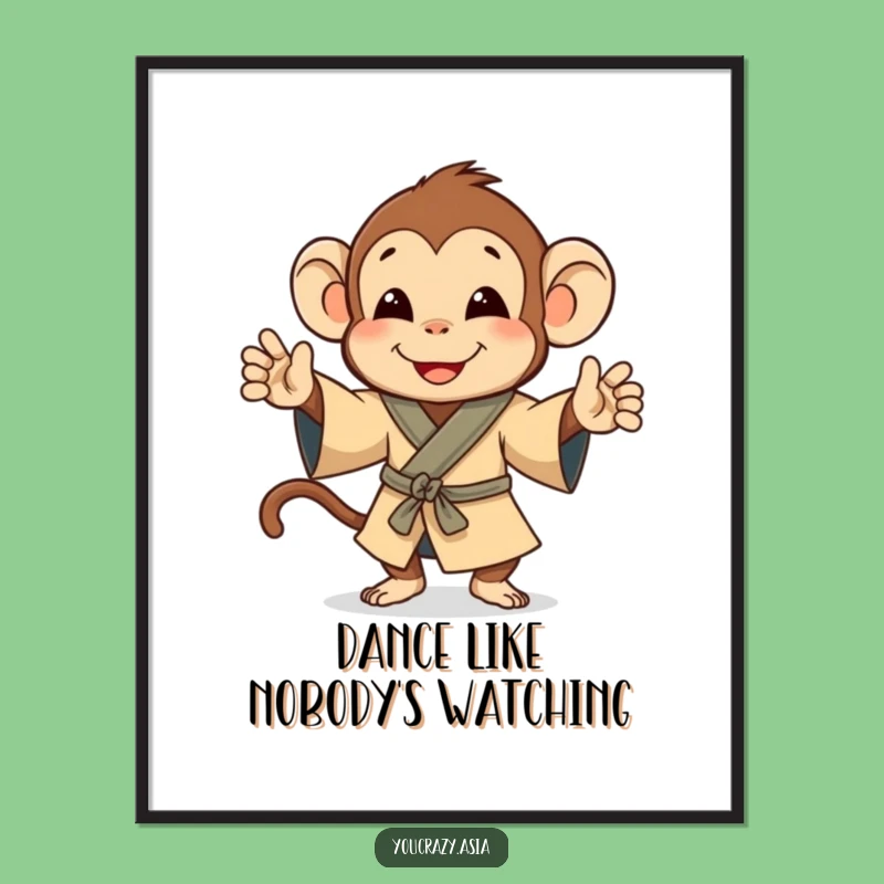 Funny Monkey Jig Poster - Playful Robe Wall Art Gift