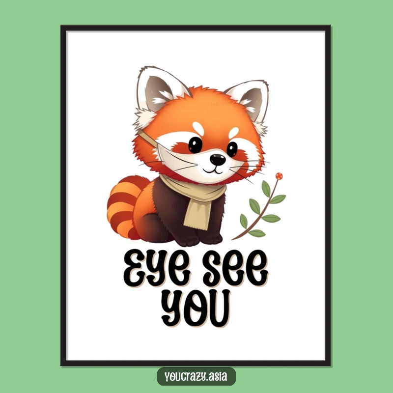 Funny Red Panda Mask Poster - Curious Observer Wall Art Gift