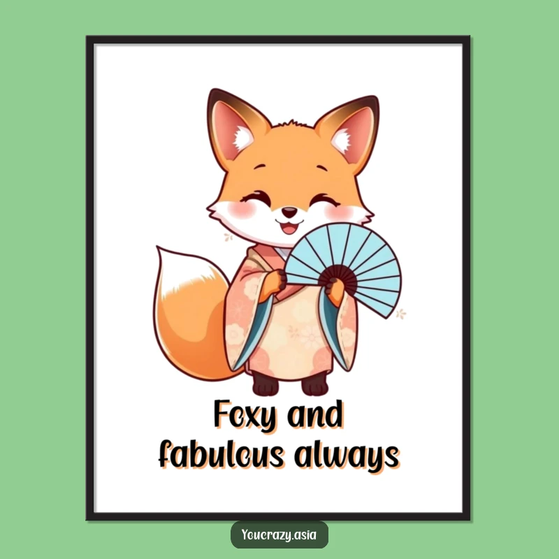 Free Printable Fox Wall Art: Kimono Fan Humor Downloadable Decor