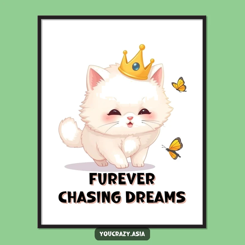 Free Printable Wall Art: Funny Royal Cat Crown Design, Downloadable Art Gift