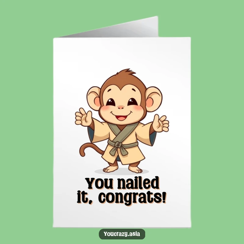 Free Printable Monkey Congrats Card: Jigging Robe Success Downloadable