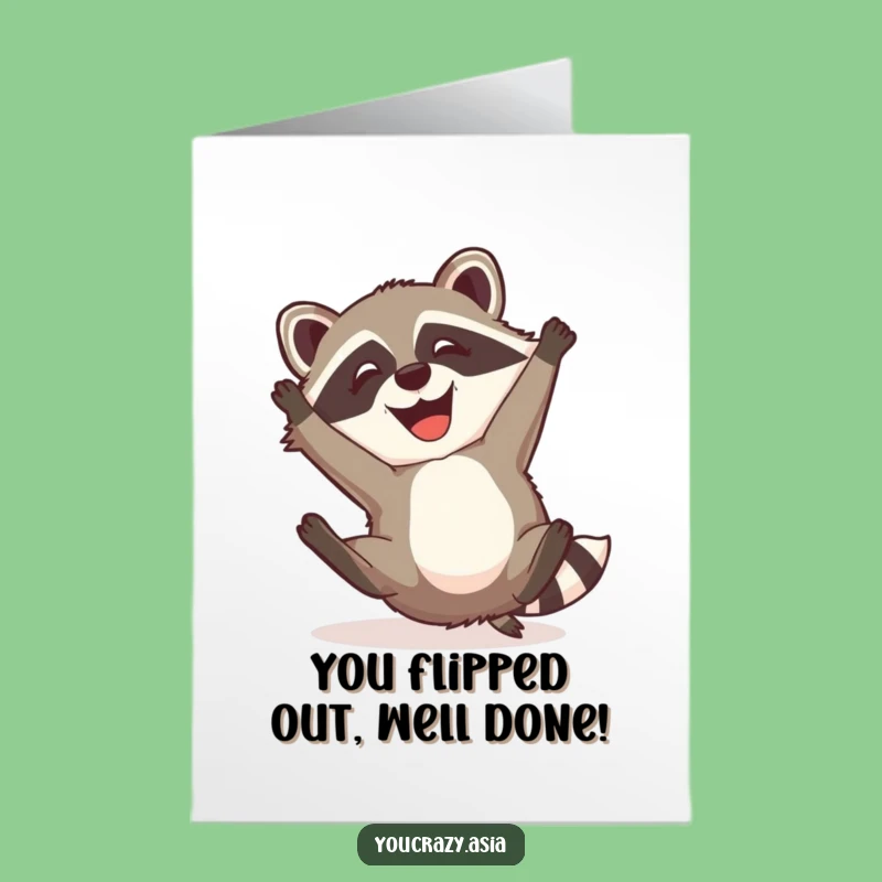 Free Printable Congratulations Raccoon Dog Card - Playful Downloadable Gift for Achievements