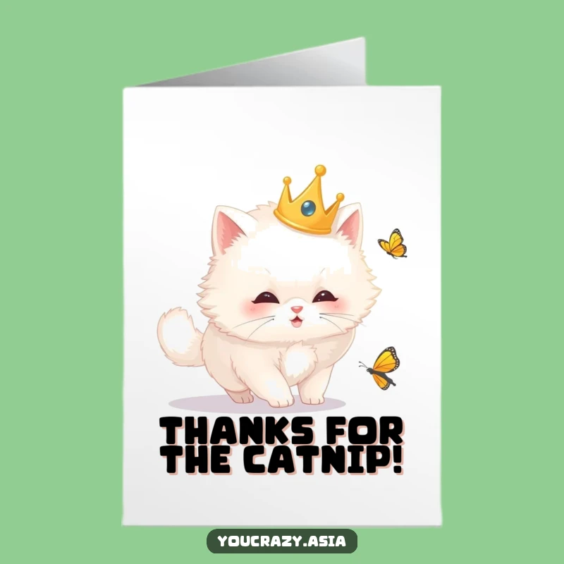 Free Printable Thank You Card: Funny Royal Cat Crown Design, Downloadable Gift