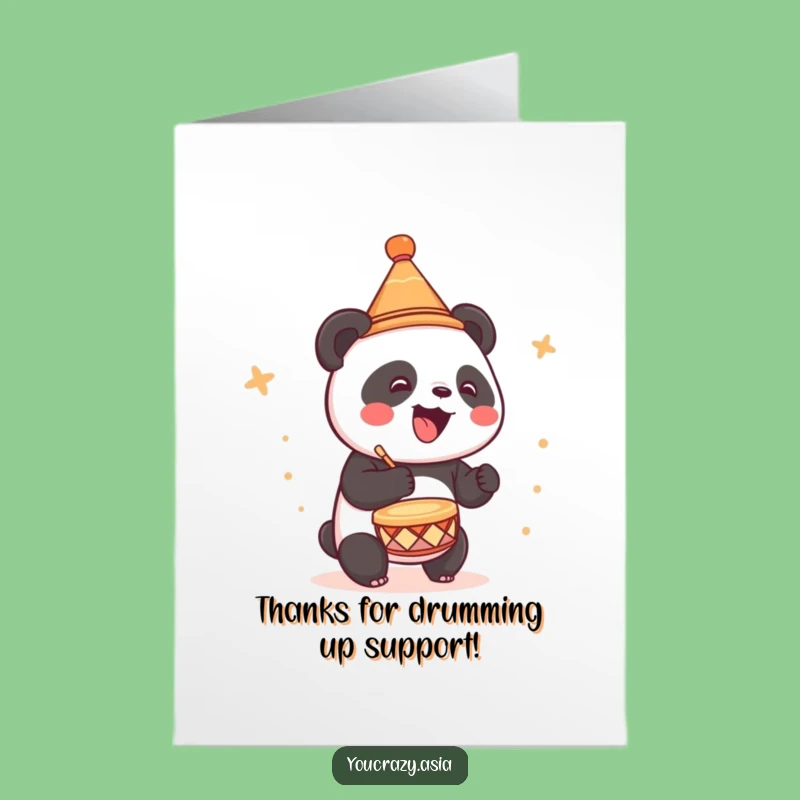 Free Printable Panda Thank You Card: Drumming Hat Appreciation Downloadable
