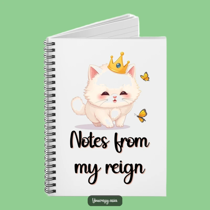 Funny Royal Cat Notebook: Crowned Kitty Butterfly Chase Journal, Creative Funny Gift Idea